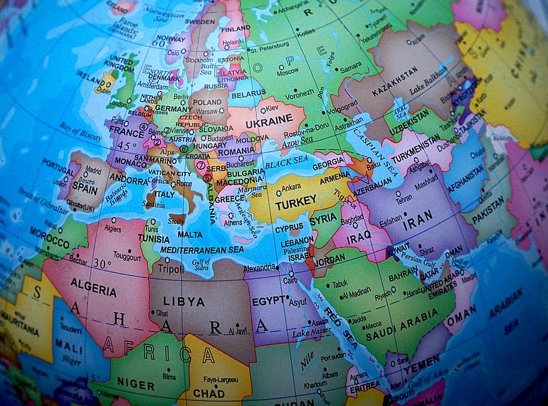 Mapa da Europa e da sua envolvente geopolítica próxima (foto de TheDigitalWay por Pixabay)