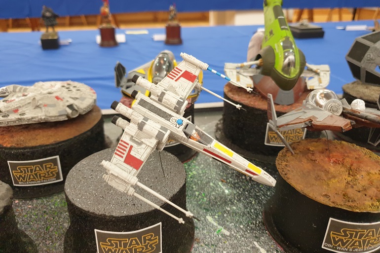 Uma coleção de "navios das estrelas" (starships) da saga Star Wars figurava pelo tema especial da exposição (imagem João Gonçalves)
