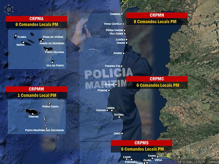 A distribuição territorial da Polícia Marítima