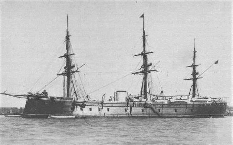 A fragata espanhola NUMANCIA, provavelmente nos seus primeiros anos na década de 60 do séc. 19
